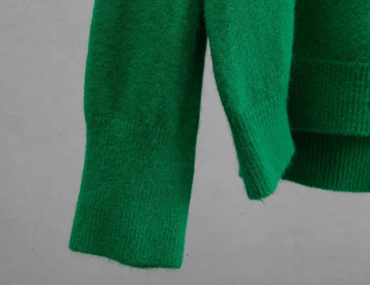 Hanging display of the blue women's casual knit sweater and jumper