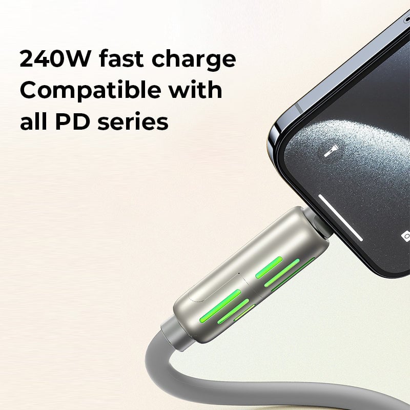 Universal 240W 4-in-1 fast charging USB cable showing multiple connectors