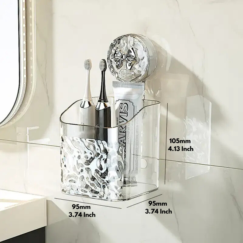 Clear wall shelf showing heavy-duty suction cup mechanism for bathroom organisation