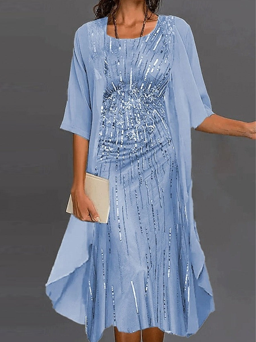 Woman wearing blue floral half-sleeve co-ord set
