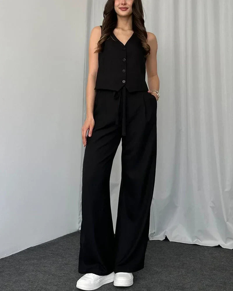Womens cosy two-piece set in a neutral shade for casual loungewear