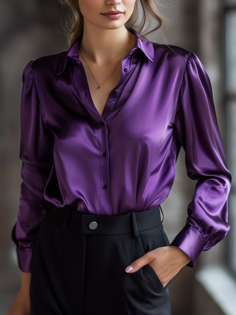 Professional women's long sleeve button down blouse in smart casual style