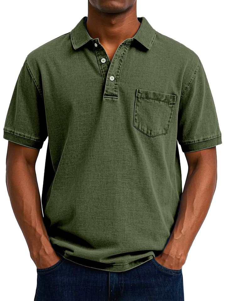 Casual polo shirt showing collar detail and button placket