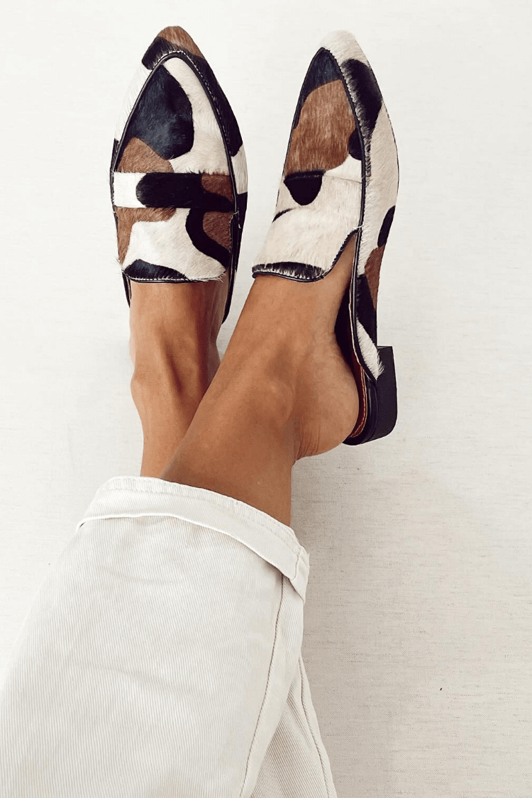 Women's animal-print slip-on loafers in stylish casual footwear design
