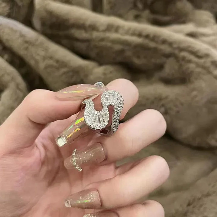 Hand wearing the sparkling zirconia statement ring