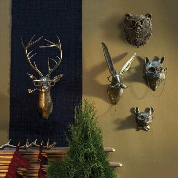 Whimsical animal head wall decor adding a playful touch to interior styling and home accents