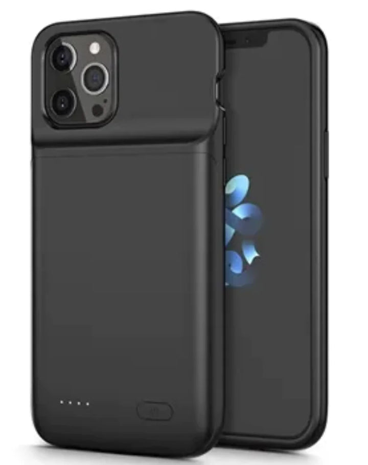 Side angle view of the universal wireless charging battery case for iPhone showing slim profile