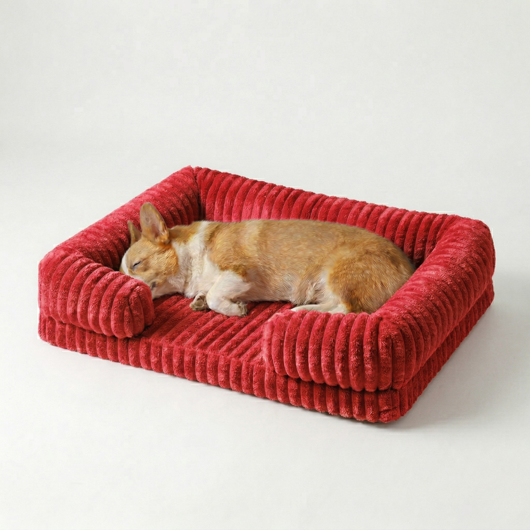 Waterproof dog bed showing durable bottom material