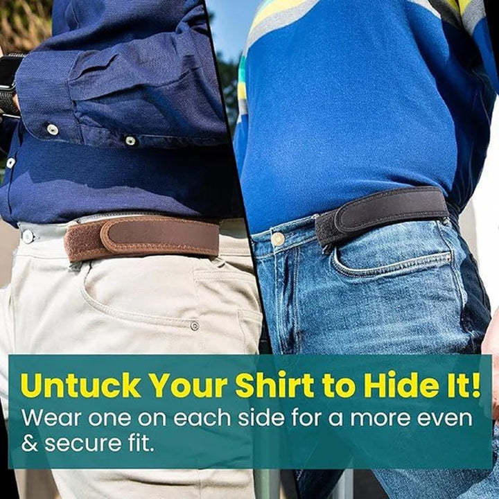 Close-up of the invisible stretch belt fastening mechanism for jeans