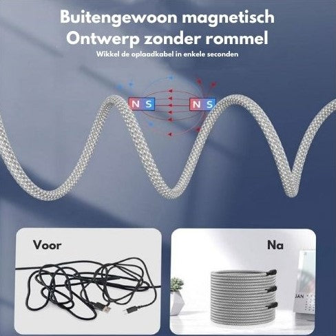 Universal fast charging magnetic cable with glowing LED indicator light