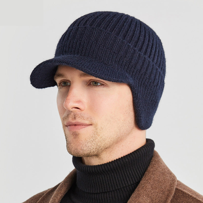 Unisex winter beanie with ear protection in dark grey knit