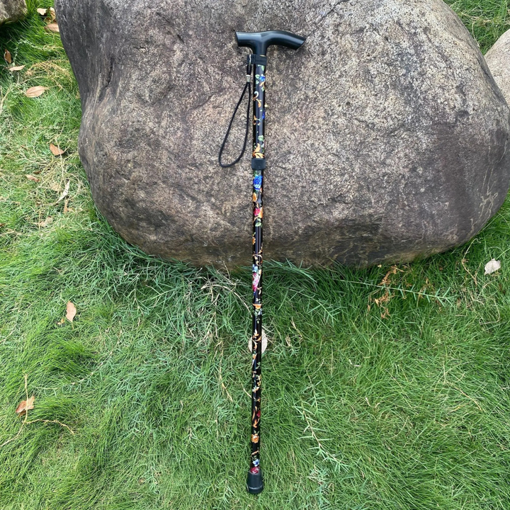 Adjustable walking stick set up for elderly mobility support indoors