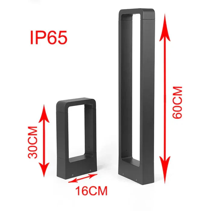 Dimensions and IP65 rating diagram for TerraBeam ground spotlight heights