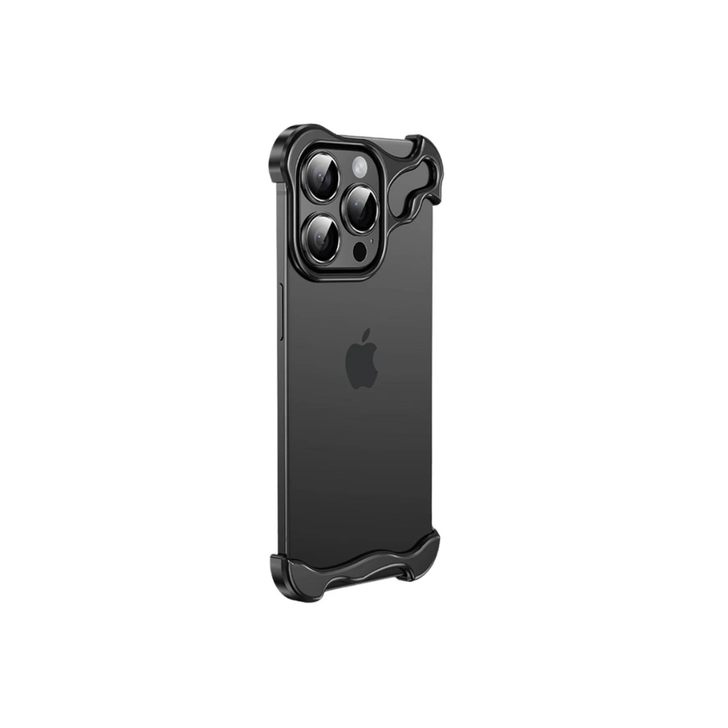 Matte titanium texture close-up on luxury phone accessory