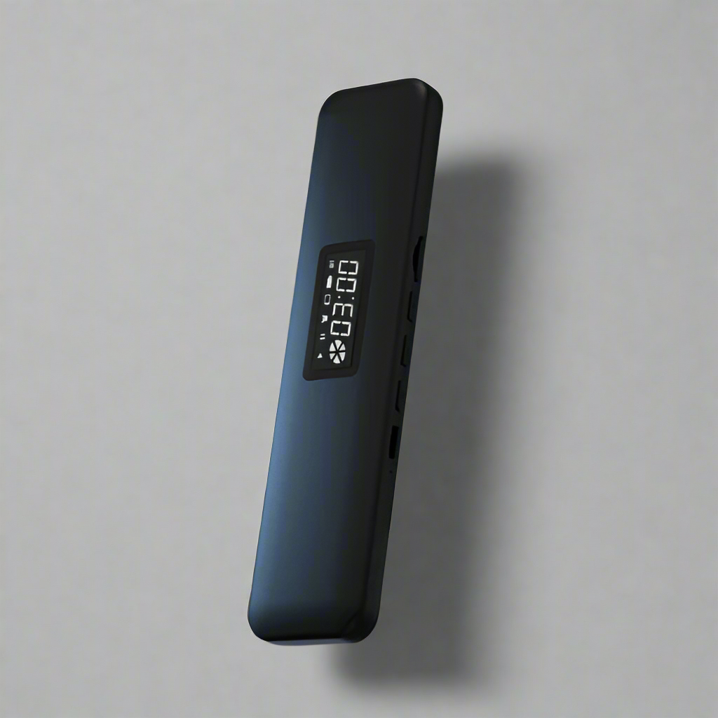Top view of portable electronic sleep aid speaker with smooth black finish