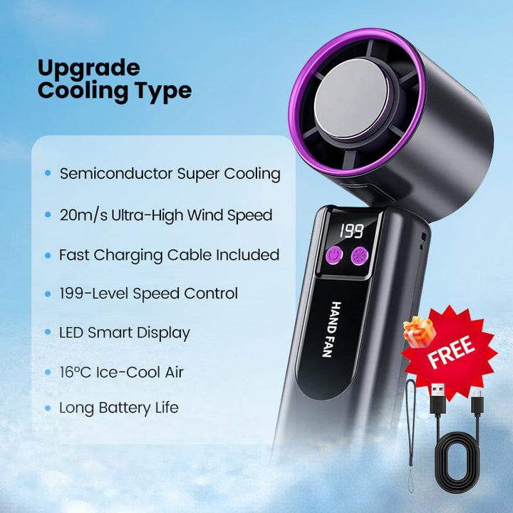 Multi-function personal fan shown with its detachable base stand attached