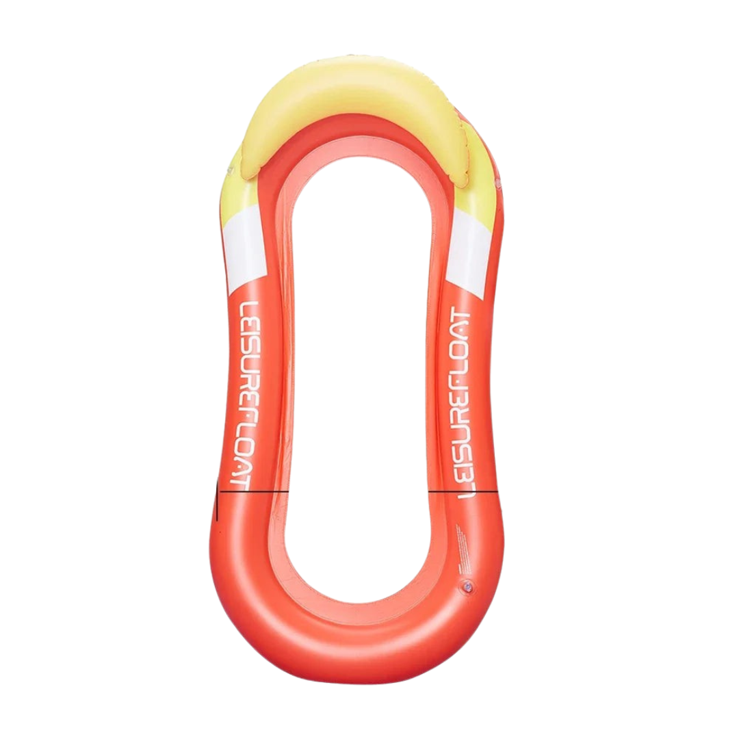 Red inflatable pool float water hammock with cooling mesh and pillow