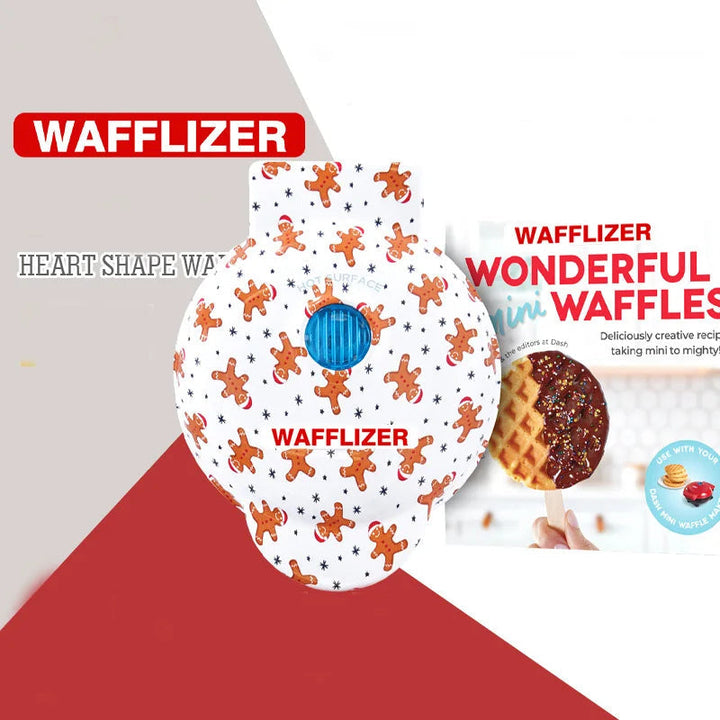 Portable kitchen appliance making a golden brown waffle on the grill