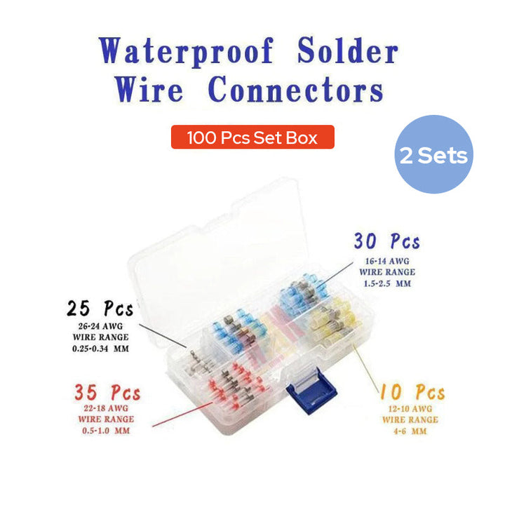 Marine wiring setup utilizing waterproof solder wire connectors for corrosion resistance.