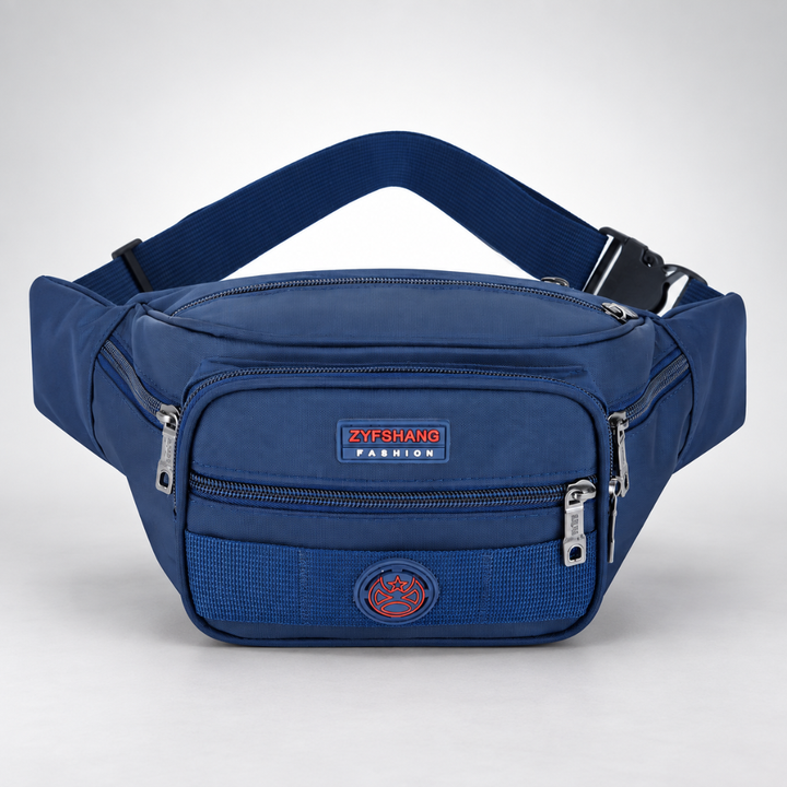 Blue waterproof waist pack studio product view
