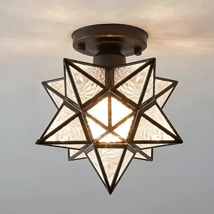 Sleek round bedroom ceiling lamp casting a warm and inviting modern glow