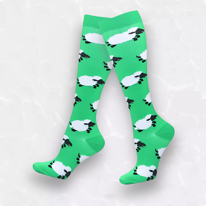Wholesale womens patterned compression socks assortment view
