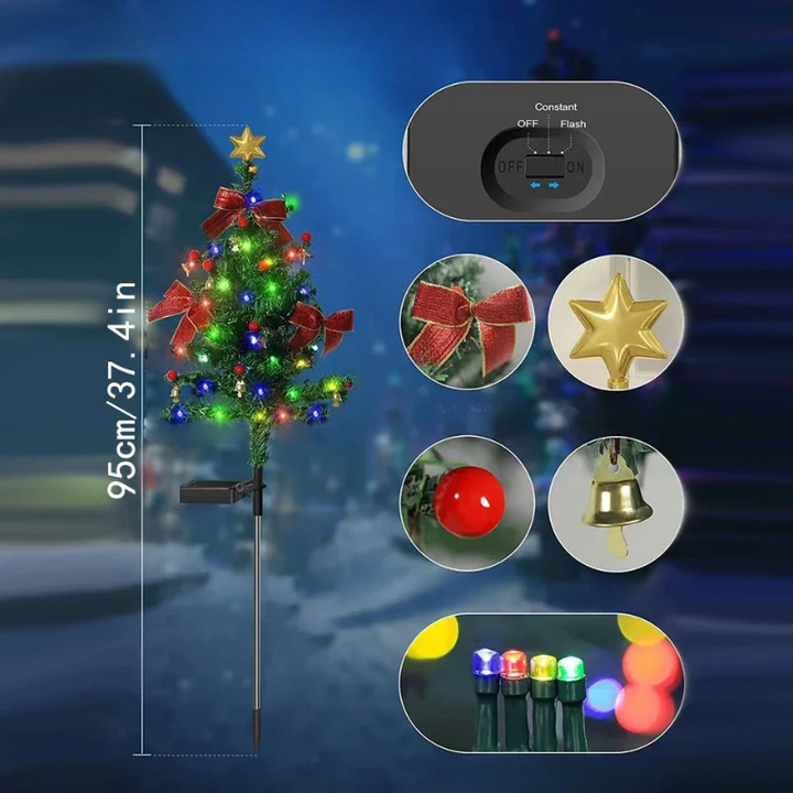 Pathway lights featuring festive cone shaped solar led trees