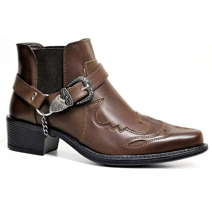 Brown men's Western cowboy boot side profile