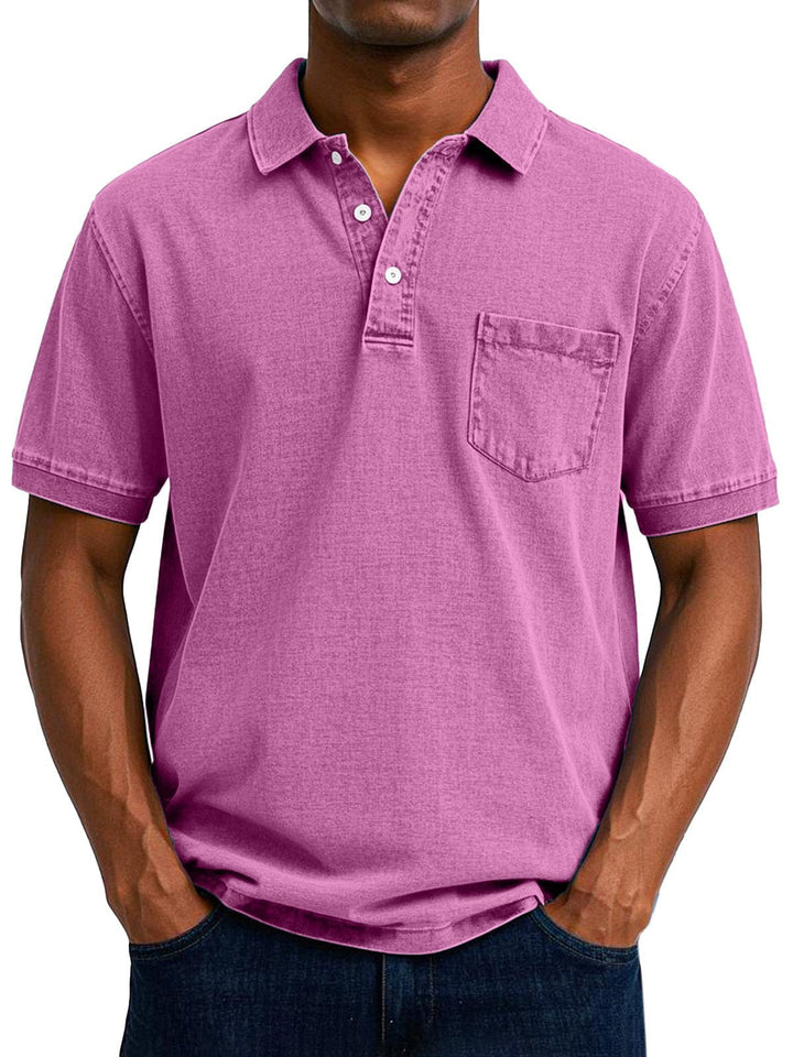 Vintage style men's polo shirt back view showing fit