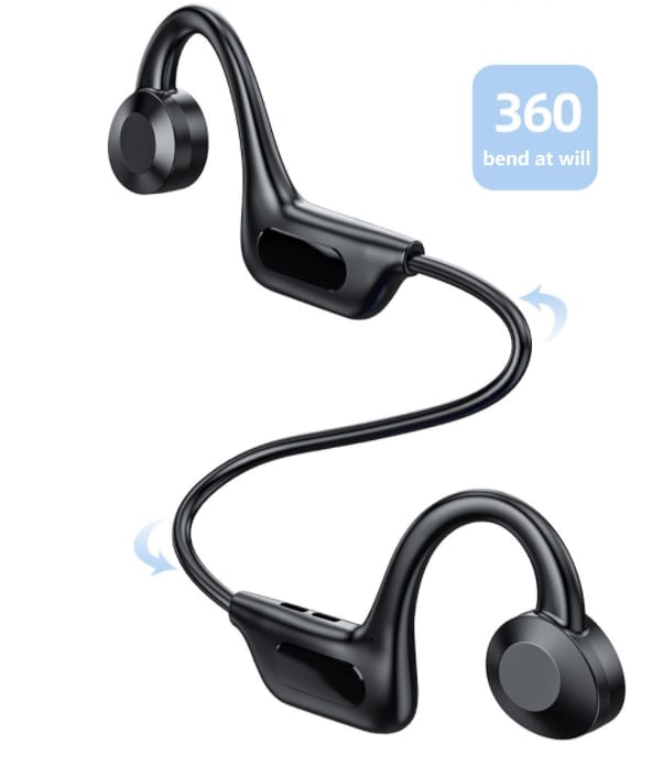 Open ear headphones displayed with running accessories for outdoor workouts