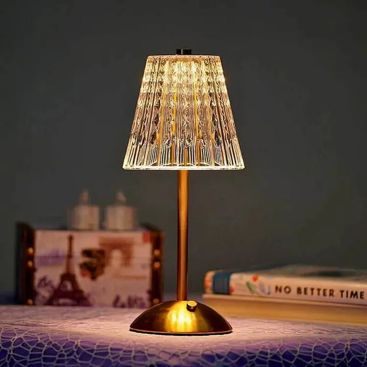 Cordless touch table lamp with warm LED illumination on a tabletop