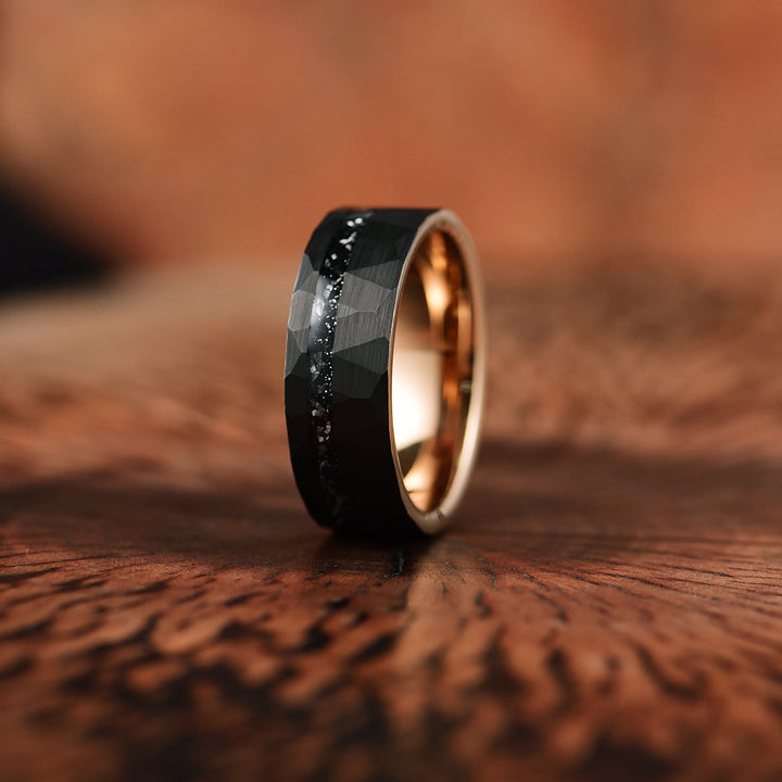 Stylish mens accessories black stone ring on a neutral background