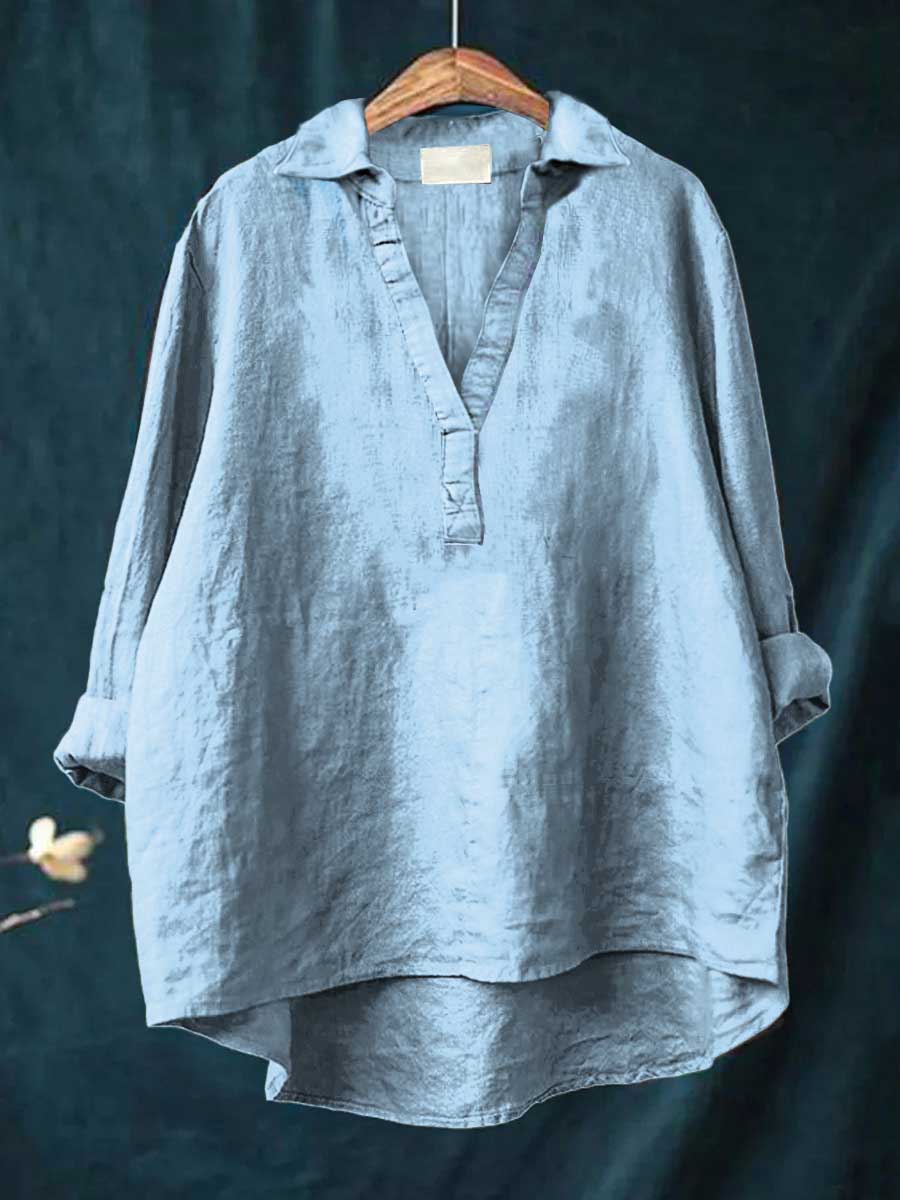 Women's timeless elegant blouse in solid color, front view