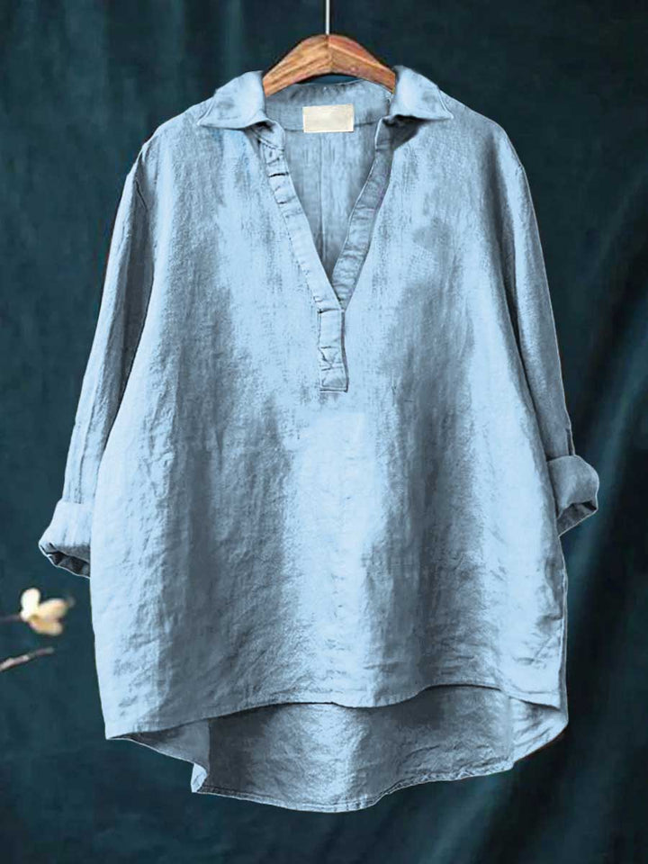 Women's timeless elegant blouse in solid color, front view