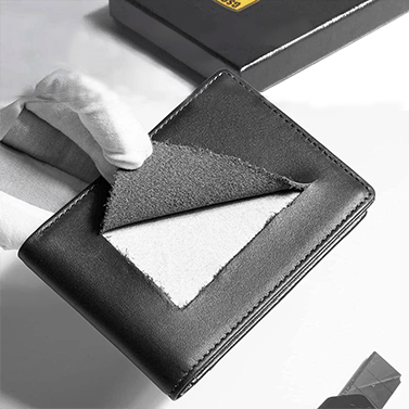 Side profile of ultra thin slim wallet showing sleek profile