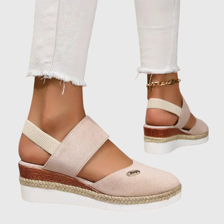 Top view of cushioned slingback walking sandals for women