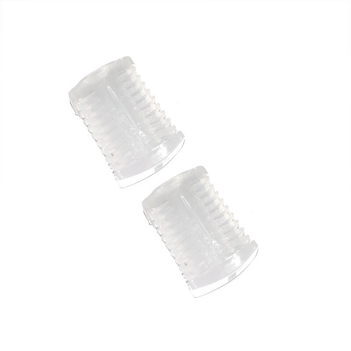 Two transparent plastic trimming attachments for personal grooming device
