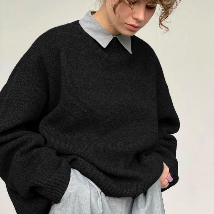 Green women's oversized knit pullover jumper showcasing cozy winter fashion style