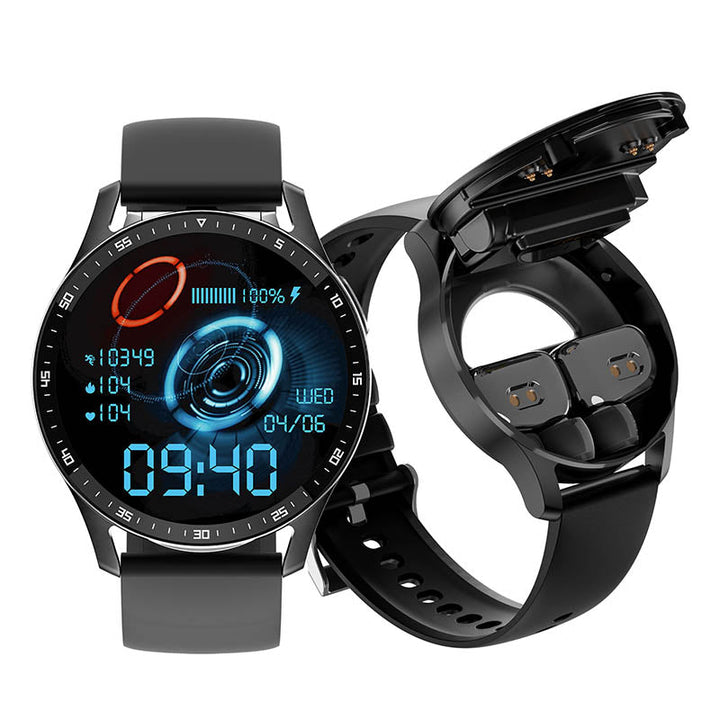 Bluetooth smartwatch displaying health monitor and heart rate data on color display