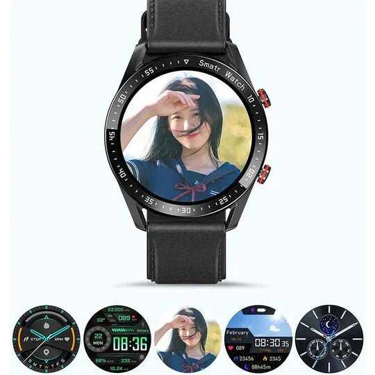 Unisex smartwatch displaying daily fitness tracker steps and activity goals