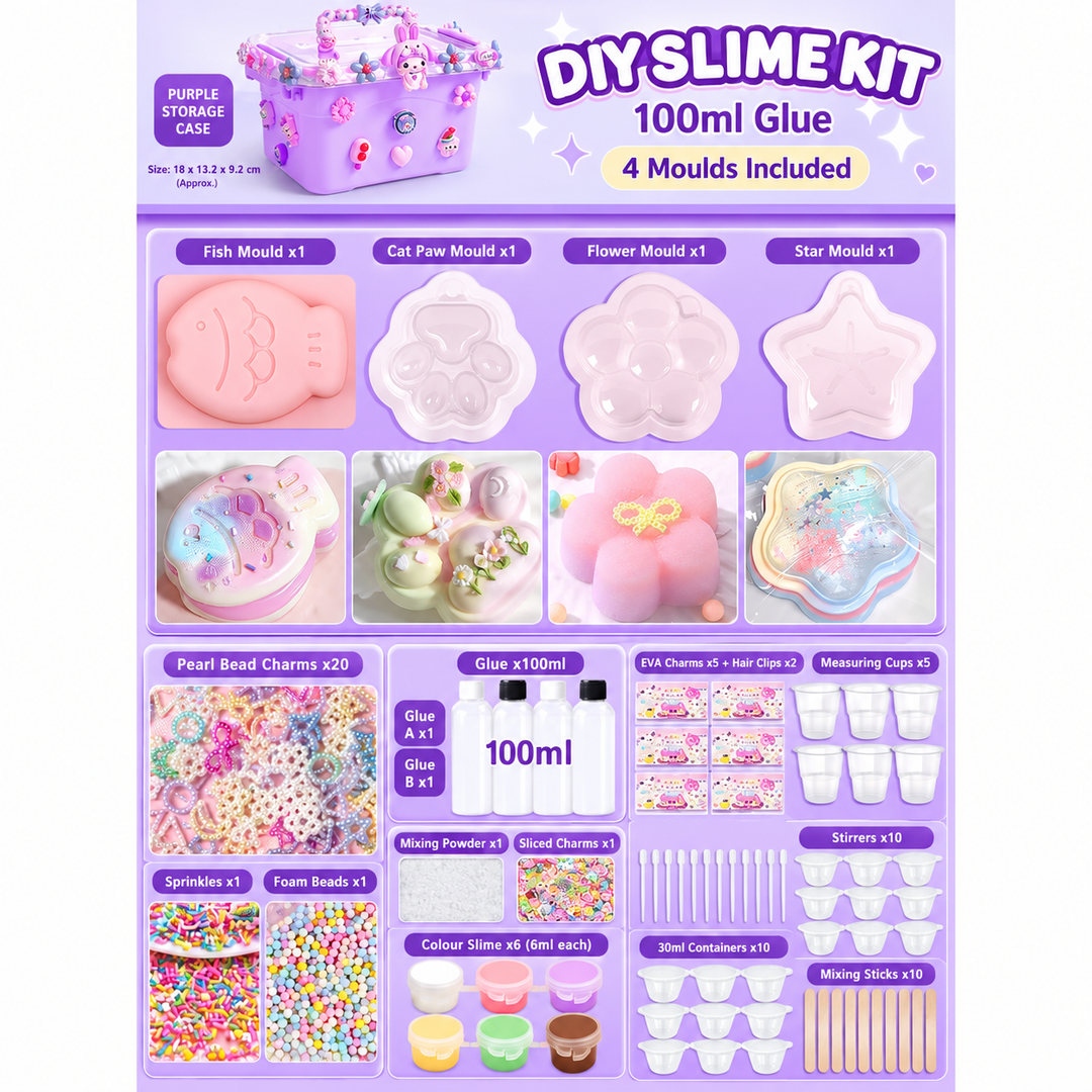 Kids DIY stress ball making kit sensory craft set laid out with all included components