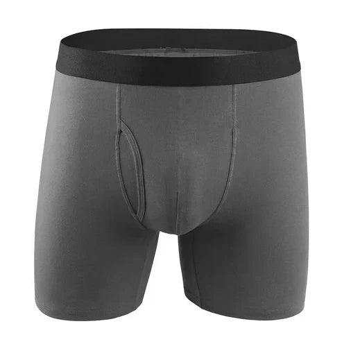 Men's ultra-absorbent incontinence boxer briefs in solid color, front view