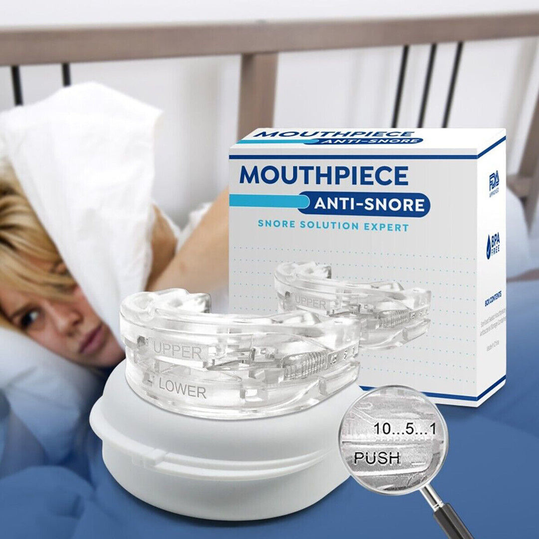 Adjustable anti-snore mouthpiece gallery view showing jaw advancement mechanism for better sleep