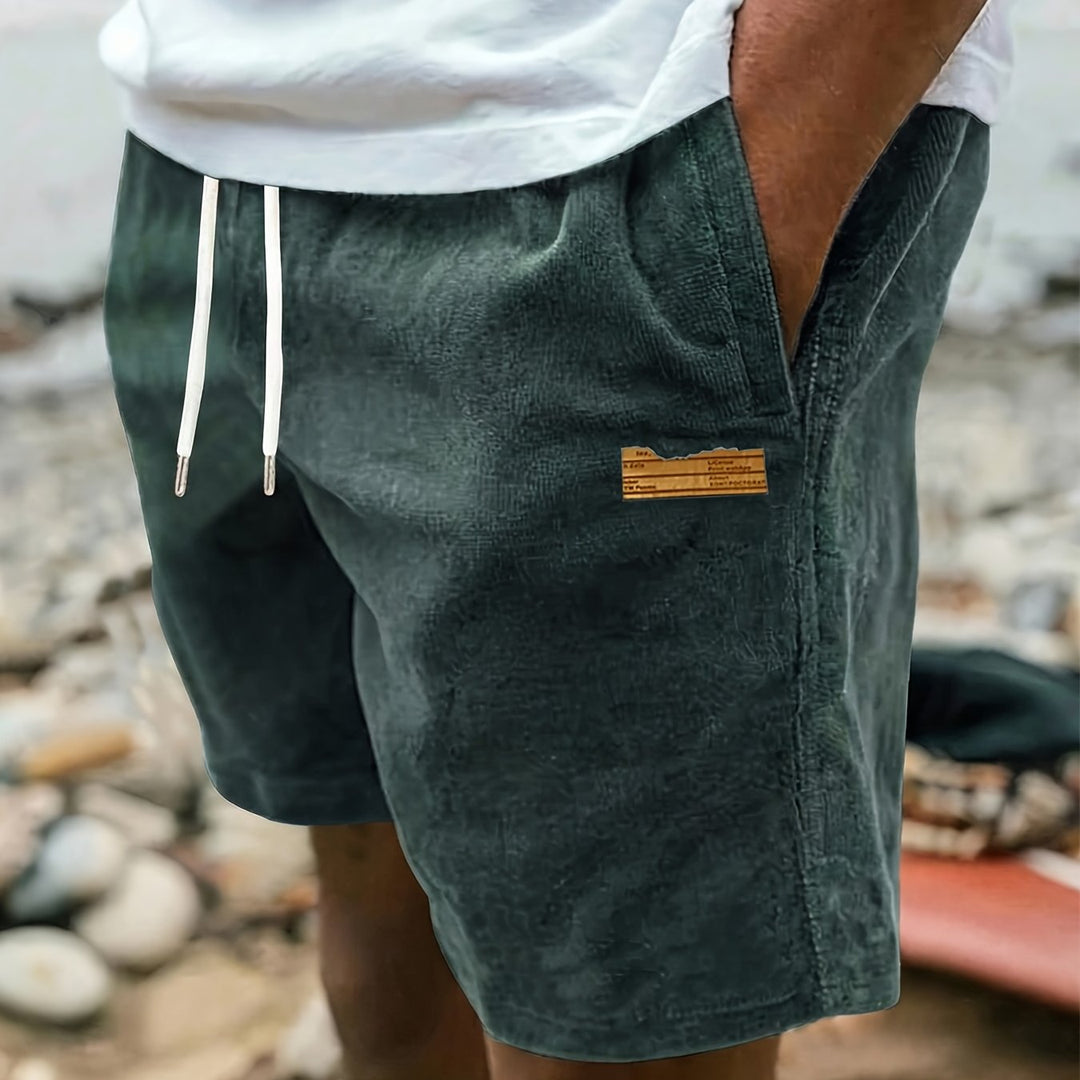 Side profile of mens casual shorts demonstrating comfortable fit