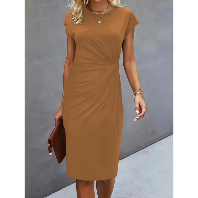 Short sleeve work dress for women in midi length