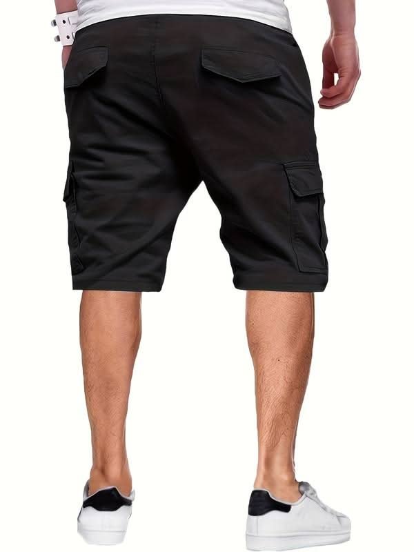Back view of mens relaxed fit cargo shorts showing pocket placement