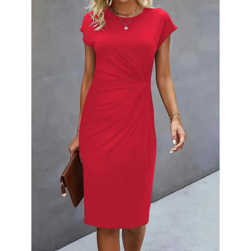 Casual summer midi dress for women with short sleeves