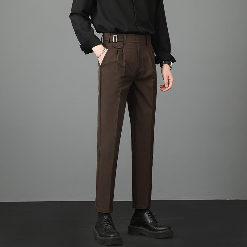 Mens slim-fit straight-leg trousers for formal wear and office attire