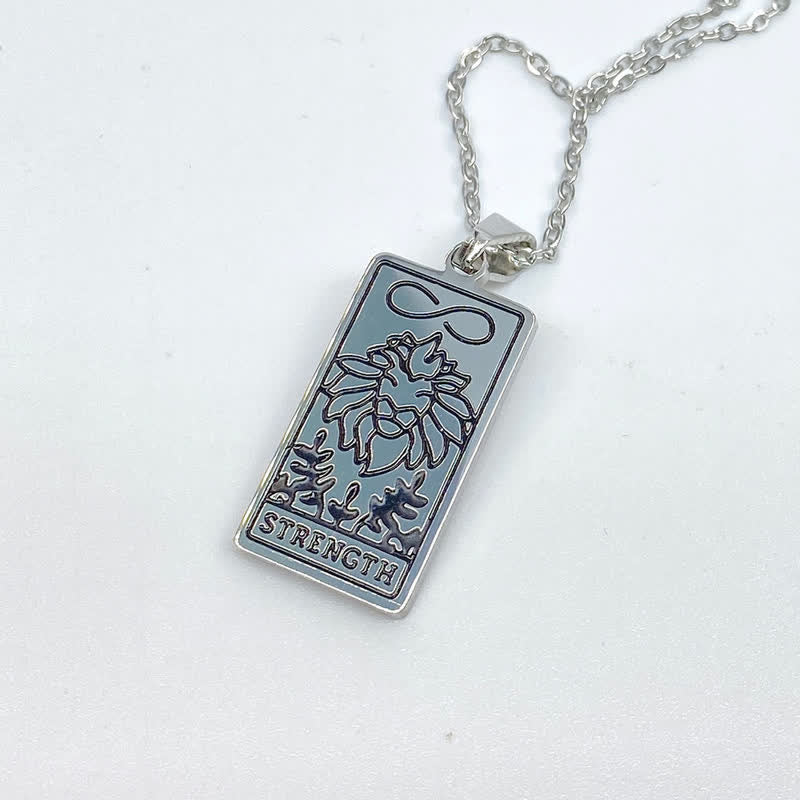 Silver vintage tarot card necklace, spiritual jewelry collection