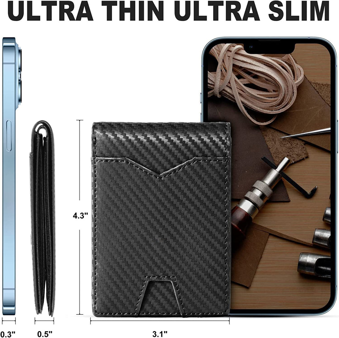 Men's minimalist pocket organizer with carbon fibre texture